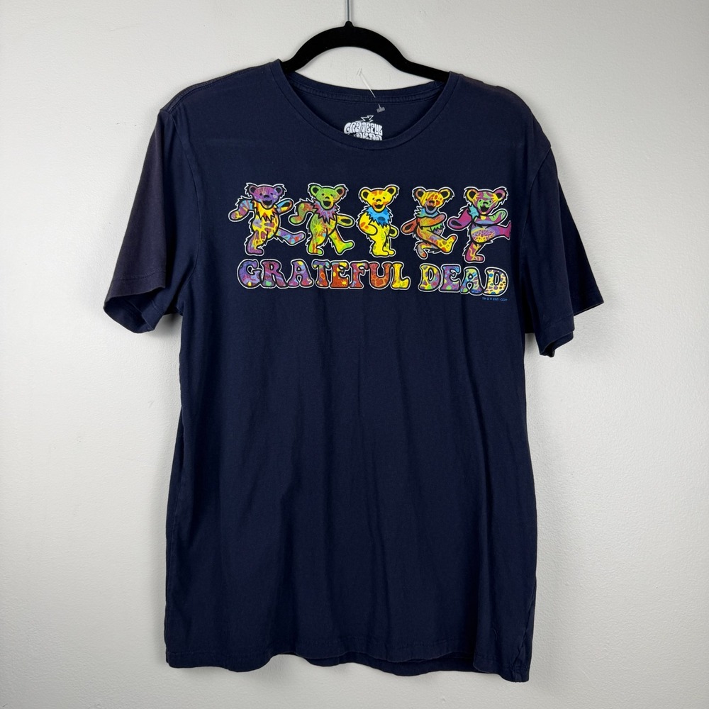 Grateful Dead Dancing Bears T-Shirt Men's Medium Navy Graphic Print Short Sleeve